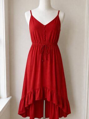 Gilli Red Hi-Low Ruffle Sundress NWT Large Petite LP